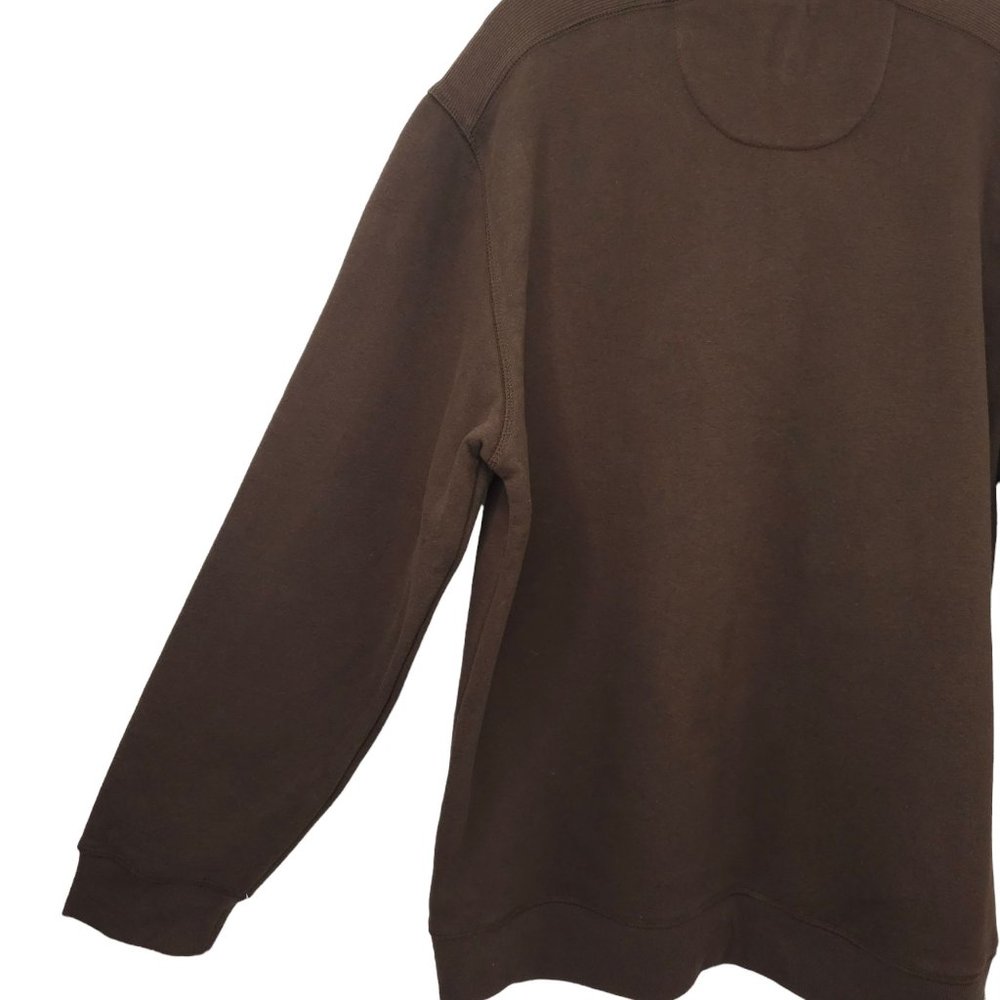 Izod Quarter Zip Sueded Fleece Pullover Sweater Sweatshirt Mens XL Brown NEW - Picture 14 of 15